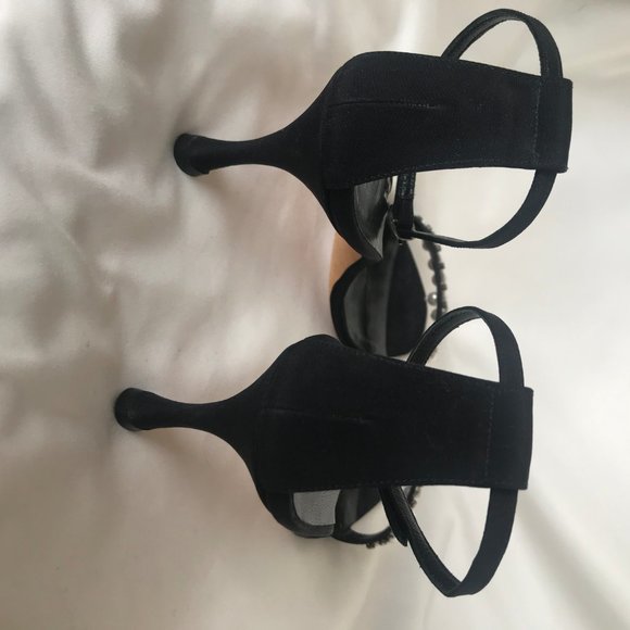 MANOLO BLAHNIK black suede with beading heel - Picture 4 of 9